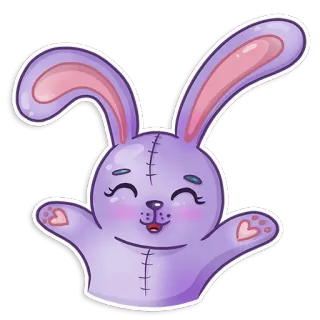 😊 кролик, кукла, милый, игрушка, фиолетовый, животное whatsapp sticker