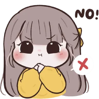 🍓 NO! anime, hoạt hình, không, dấu chéo, cô gái, từ chối whatsapp sticker