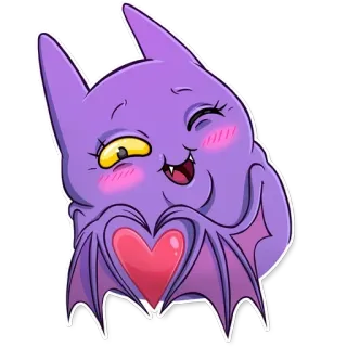 😀 蝙蝠, 可爱, 动物, 卡通, 心, 爱, 卡哇伊 telegram sticker