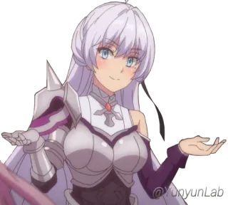 🤷‍♀️ Anime, Femme, Cheveux blancs, Chevalier, Armure, Fantaisie telegram sticker