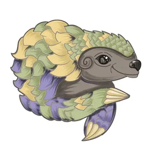 😊 makhluk fantasi, trenggiling, ilustrasi, stiker, imut, hewan, zirah, sisik telegram sticker