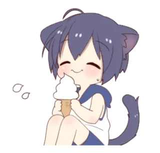 🐱 Аниме, Кот, Мороженое, Милый whatsapp sticker
