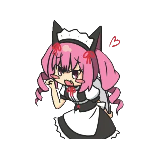 😻 anime, maid, kawaii, cute, pink hair, cartoon, chibi telegram sticker