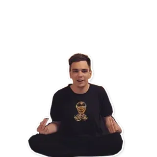 🙏 dedo do meio, gesto ofensivo, pessoa, sentado, camiseta, roupa casual telegram sticker