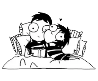 💏 Kartun, Cinta, Hubungan, Pasangan, Lucu, Tempat tidur, Bantal whatsapp sticker