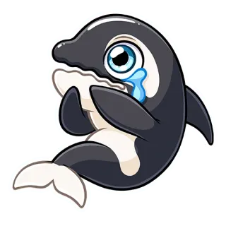 😭 범고래, 고래, 슬픈, 우는, 만화, 스티커, 동물, 해양 포유류 telegram sticker