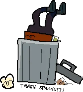 🐈 trash can, dumpster, garbage, cartoon, funny, character, digital art whatsapp sticker