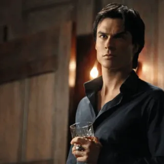 🖤 Damon Salvatore The Vampire Diaries vampir, acara tv, ganteng, minum telegram sticker