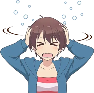 😫 anime, estresado, dibujos animados, confundido, preocupado, agotado telegram sticker