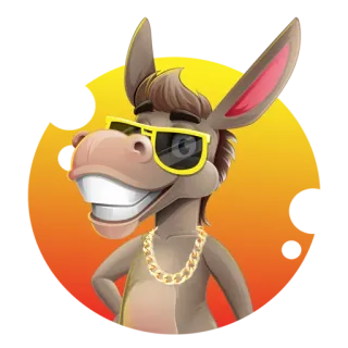 😎 burro, animal, óculos de sol, corrente de ouro, legal telegram sticker