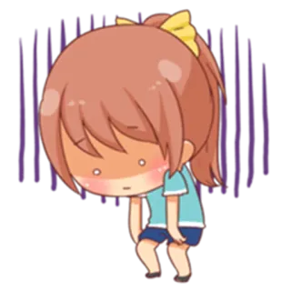 😔 アニメ, 女の子, 悲しい, 落ち込み, 漫画, ちび telegram sticker