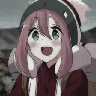 🐝 Anime Mädchen, rosa Haare, fröhlich, draussen, Winter, Cartoon telegram sticker