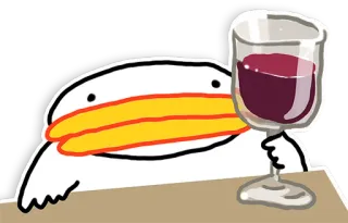 🍷 bird, wine, drinking, glass, pelican, cartoon telegram sticker