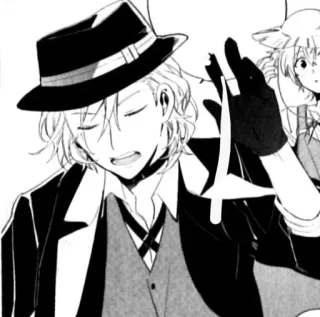 🐈 Nakahara Chuuya Bungou Stray Dogs Anime, Manga, Geste, Charakter, Porträt, Hut telegram sticker
