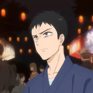 😒 Anime, Männlich, Ernst, Yukata, Mann, Porträt telegram sticker
