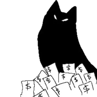 🤑 cat, money, dollar, wealth, black, silhouette, cash telegram sticker