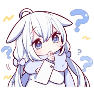 🤔 Anime, Znak zapytania, Słodkie, Chibi, Kawaii, Myślenie telegram sticker
