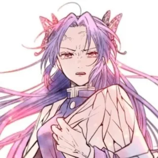 🌸 Shinobu Kocho Demon Slayer Anime, Personagem, Bravo, Cabelo roxo, Borboleta telegram sticker