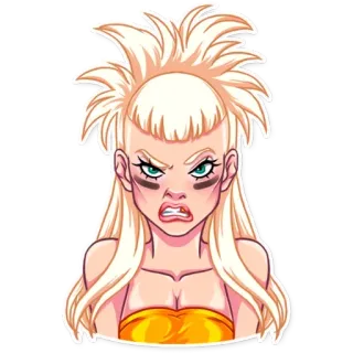 😡 женщина, злая, блондинка, боевой раскрас, макияж telegram sticker