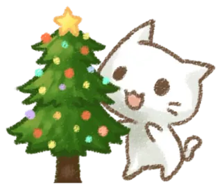 🎄 kucing, pohon natal, liburan, lucu, stiker, meriah telegram sticker