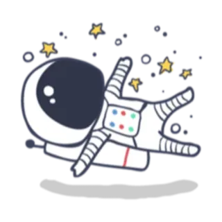 😐 astronauta, espaço, estrelas, flutuando, desenho animado telegram sticker