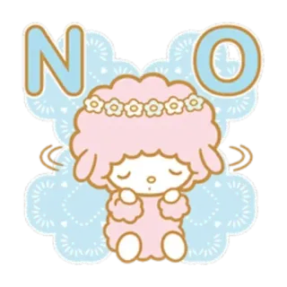 ✳️ NO แกะ, น่ารัก, ไม่, มงกุฎดอกไม้, การ์ตูน, สีพาสเทล telegram sticker