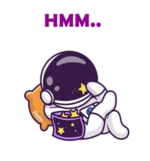 🤔 HMM.. astronauta, stelle, spazio, dormire, cuscino, carino, cartone animato, pensare telegram sticker