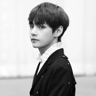 😒 V person, männlich, schwarzweiß, porträt, sänger, kpop, v, kim taehyung telegram sticker
