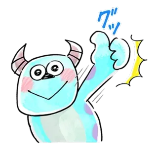 🐰 グッ 괴물, 귀여운, 파란색, 좋아요, 인사, 일본어, 스티커 telegram sticker
