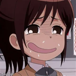 😬 Anime, Cartoon, Meisje, Grappig, Expressie, Zweet telegram sticker
