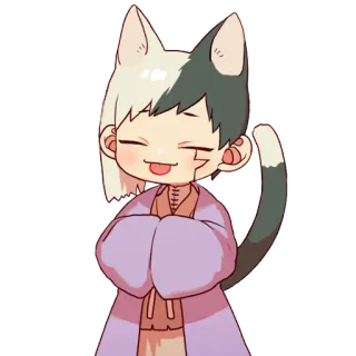 😝 애니메이션, 치비, 귀여운, 고양이 귀, 카와이 telegram sticker