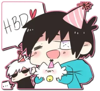 🎉 HBD birthday, celebration, party, cat, cute telegram sticker