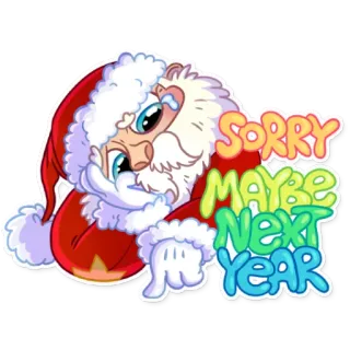 😢 Santa SORRY MAYBE NEXT YEAR santa, lo siento, navidad, triste, fiesta, quizás el año que viene telegram sticker