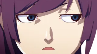 😒 anime, girl, serious, eyes, face telegram sticker