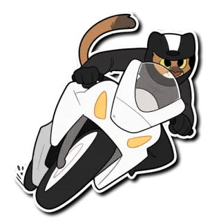 🏍 kot, motocykl, zwierzę, naklejka, kreskówka telegram sticker