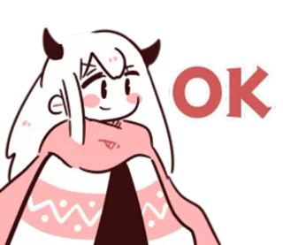 👌 OK Anime, Kreskówka, Słodki, Naklejka, OK, Demon telegram sticker
