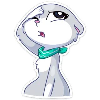 😓 animal, cat, cartoon, sticker, confused, cute telegram sticker