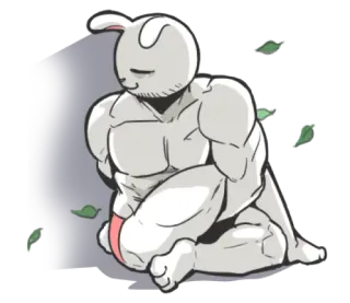 🍃 Hase, muskulös, anthropomorph, Tier, Kaninchen whatsapp sticker