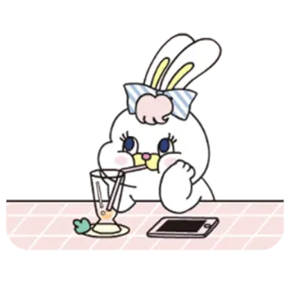 😌 Kartun, Kelinci, Minum, Lucu, Binatang, Ilustrasi telegram sticker