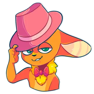 👒 Dibujo animado, Animal, Sombrero, Pajarita, Lindo, Naranja telegram sticker