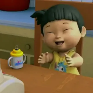 💛 bébé, enfant, bambin, dessin animé, animation, asiatique, fille telegram sticker