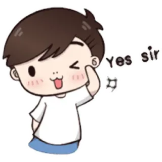 😁 yes sir garçon, animé, clin d'oeil, dessin animé telegram sticker