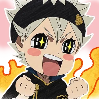 🔥 Asta Black Clover 애니메이션, 만화, 블랙 클로버, 아스타, SD, 귀여운 telegram sticker
