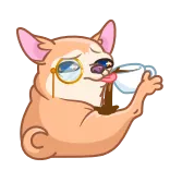 🧐 chien, monocle, thé, tasse, dessin animé, animal, animal de compagnie telegram sticker
