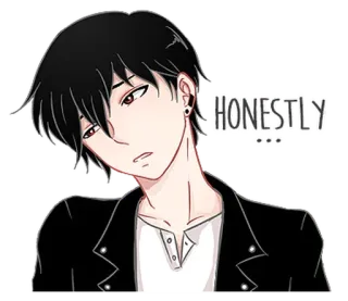 😒 HONESTLY... chłopak, anime, kreskówka, portret, szczerze whatsapp sticker