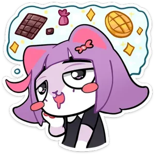 🍫 Hoạt hình, Đồ ăn, Mèo, Kẹo, Tráng miệng, Mơ mộng, Dễ thương whatsapp sticker