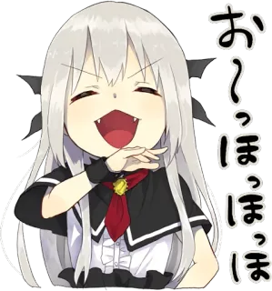 😂 おっほっほっほ Anime, Ragazza, Vampiro, Zanne, Risata whatsapp sticker