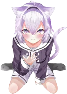 😍 anime, cat girl, kawaii, purple hair, anime girl telegram sticker