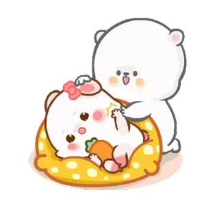 ⭐ fofo, urso, coelho, casal, desenho animado, animação whatsapp sticker
