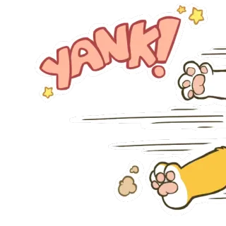 ‼ YANK! действие, тянуть, кошачьи лапки, линии скорости, звукоподражание whatsapp sticker